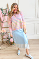 Conrad Silky Satin Lace Trim Skirt - Be You Boutique