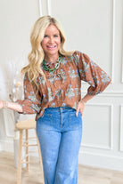 Charlene Mixed Floral Tie Neck Top - Be You Boutique