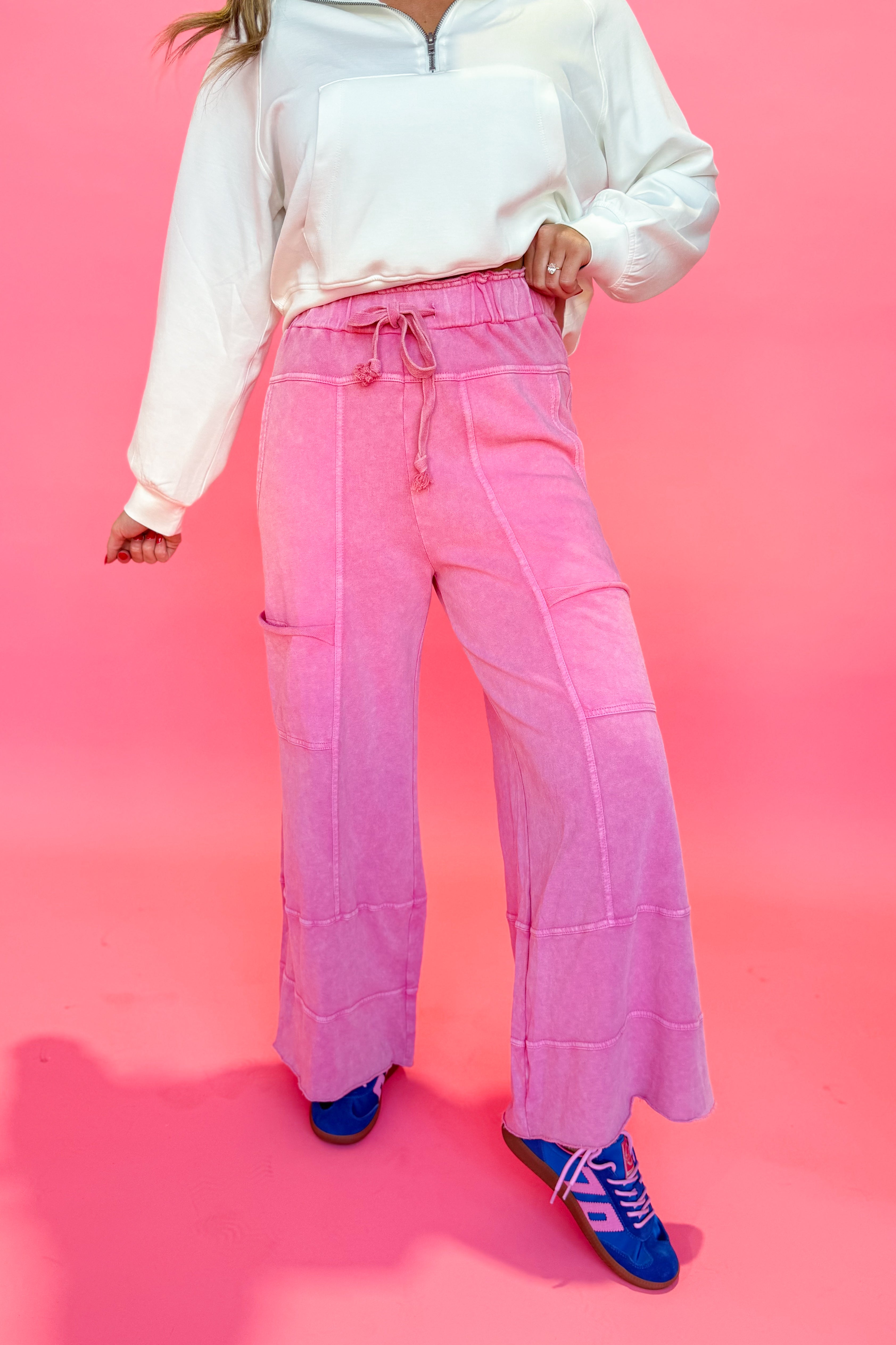 Bradley Mineral Washed Terry Knit Wide Leg Pants [S~3X] - Be You Boutique