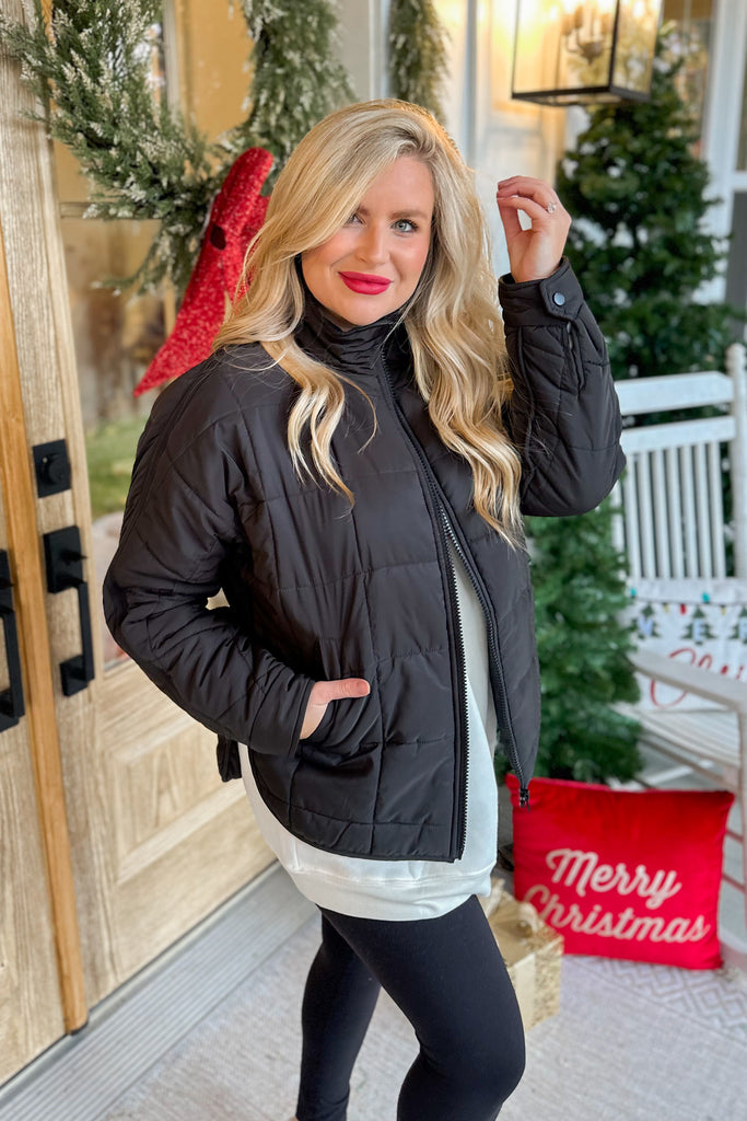 Janelle Quilted Long Sleeve Zip Up Jacket - Be You Boutique