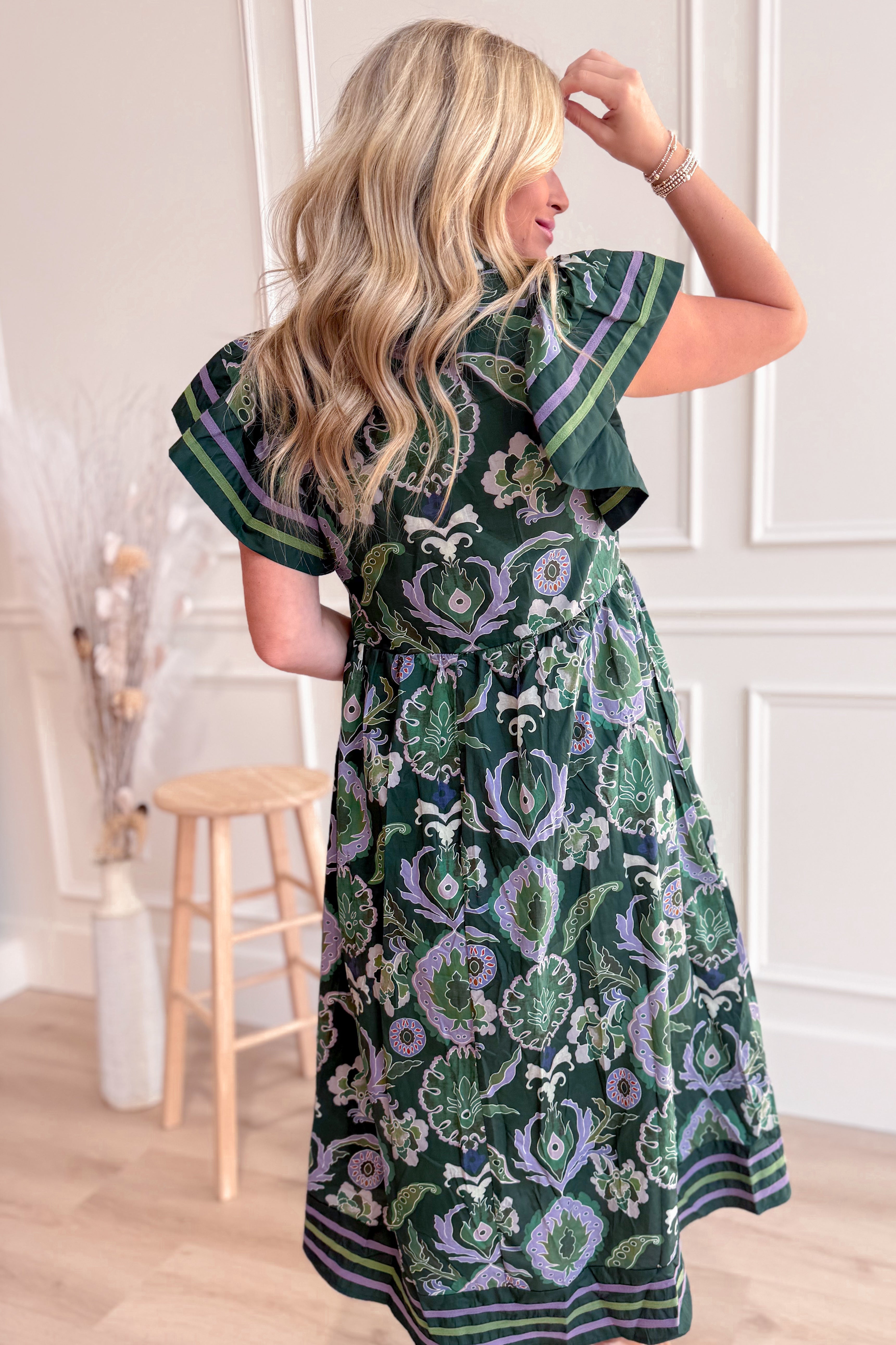 Vanessa Multi Print Flutter Sleeve Dress - Be You Boutique