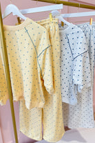 Frederick grey polka dot French terry pullover sweatshirt by PEACH LOVE featuring a comfortable, casual design with polka dot pattern.