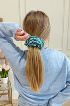 Sicily Stripes Teal Darling Ruffle Up Hair Scrunchie - Be You Boutique