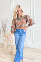 Charlene Mixed Floral Tie Neck Top - Be You Boutique