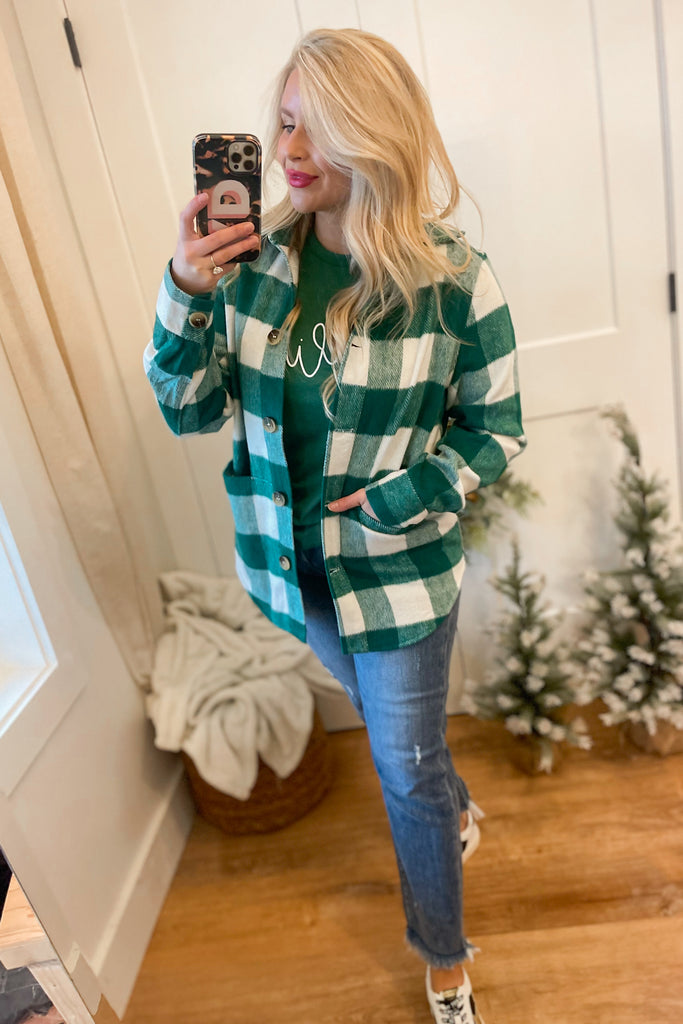Beau Flannel Shirt Shacket Jacket Top with Pockets - Be You Boutique