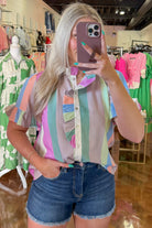 Katrina Striped Ruffle Sleeve Top - Be You Boutique