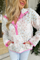 Birdie Quilted Floral Print Snap Front Pullover - Be You Boutique