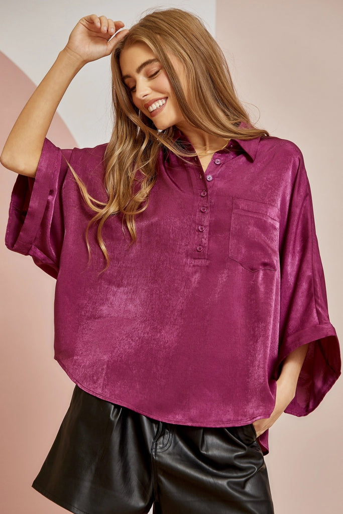 Kelsey Half Sleeved Button Shirt Top *FINAL SALE* - Be You Boutique