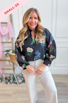Elizabeth Floral Split Neck Blouse - Be You Boutique
