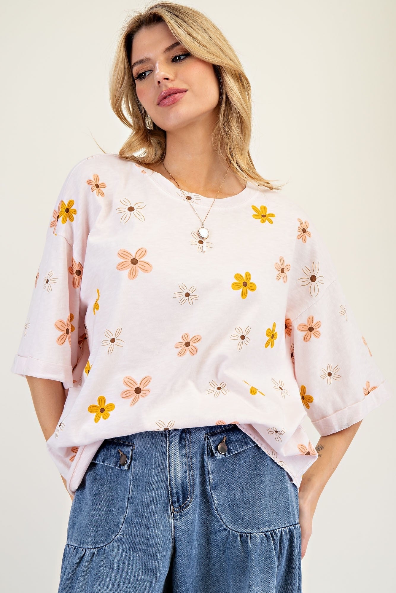Selena Flower Printed Half Sleeve Top - Be You Boutique