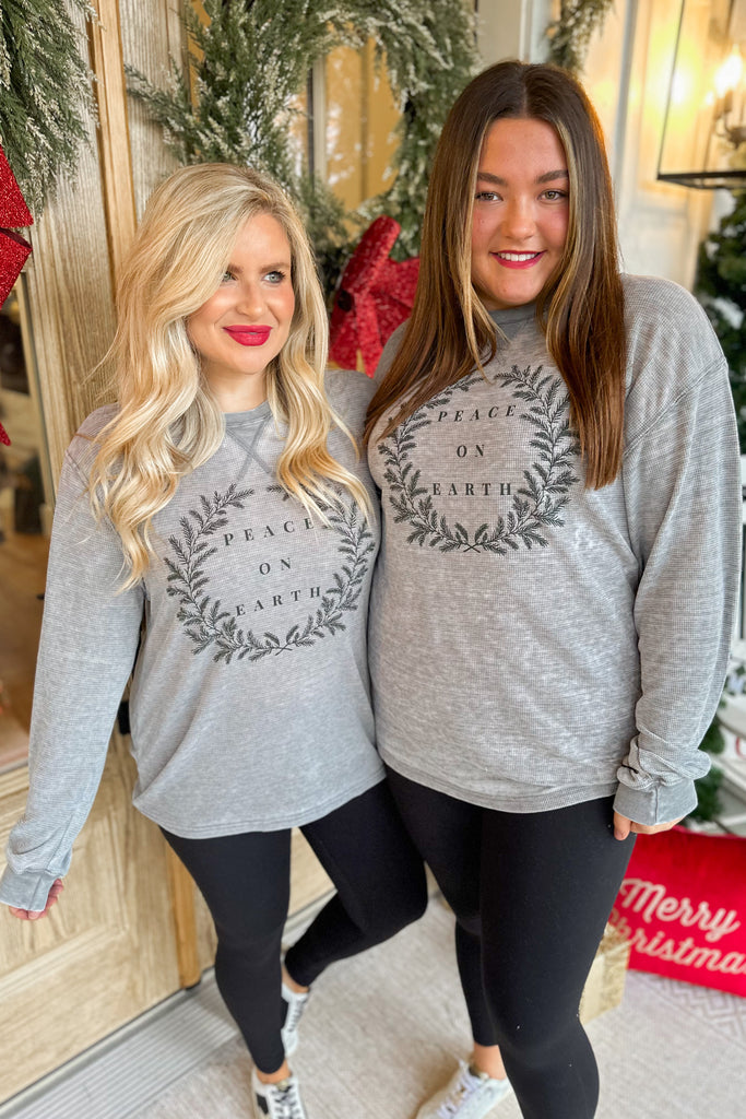 Peace On Earth Lightweight Acid Wash Long Sleeve Thermal Top - Be You Boutique