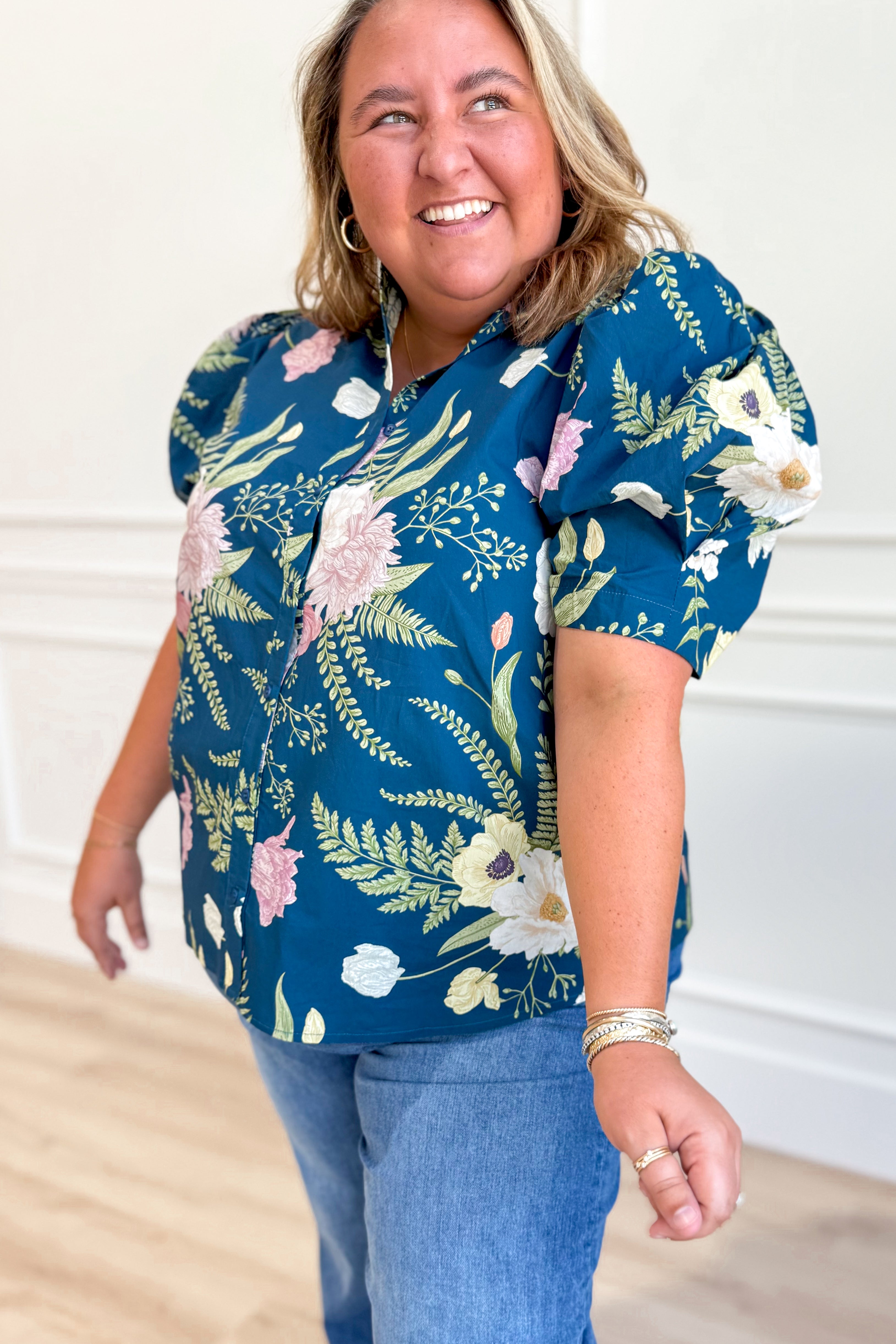 Sandra Floral Puff Sleeve Top - Be You Boutique