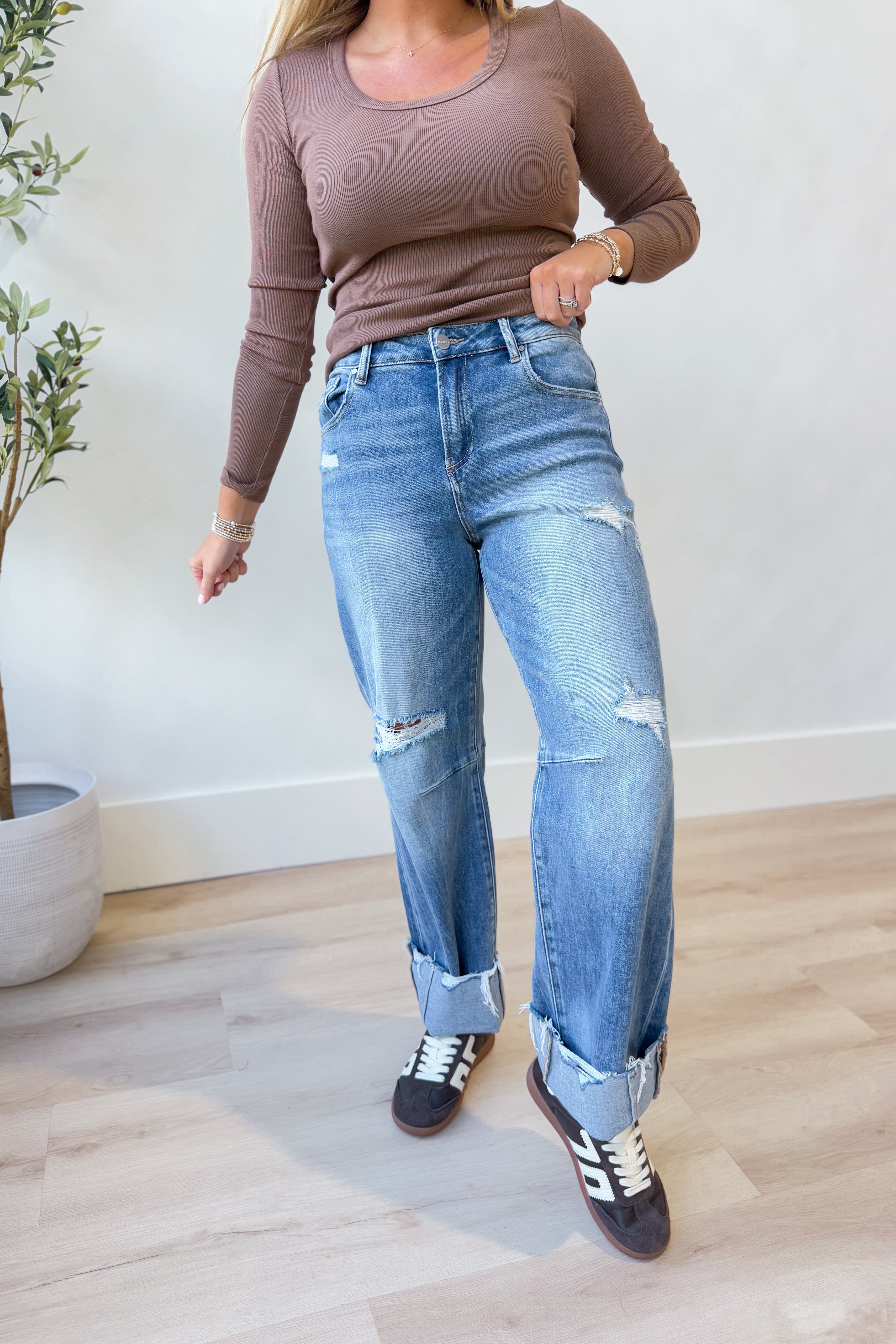 Risen Carter Mid Rise Baggy Wide Leg Jeans [0-3X] - Be You Boutique
