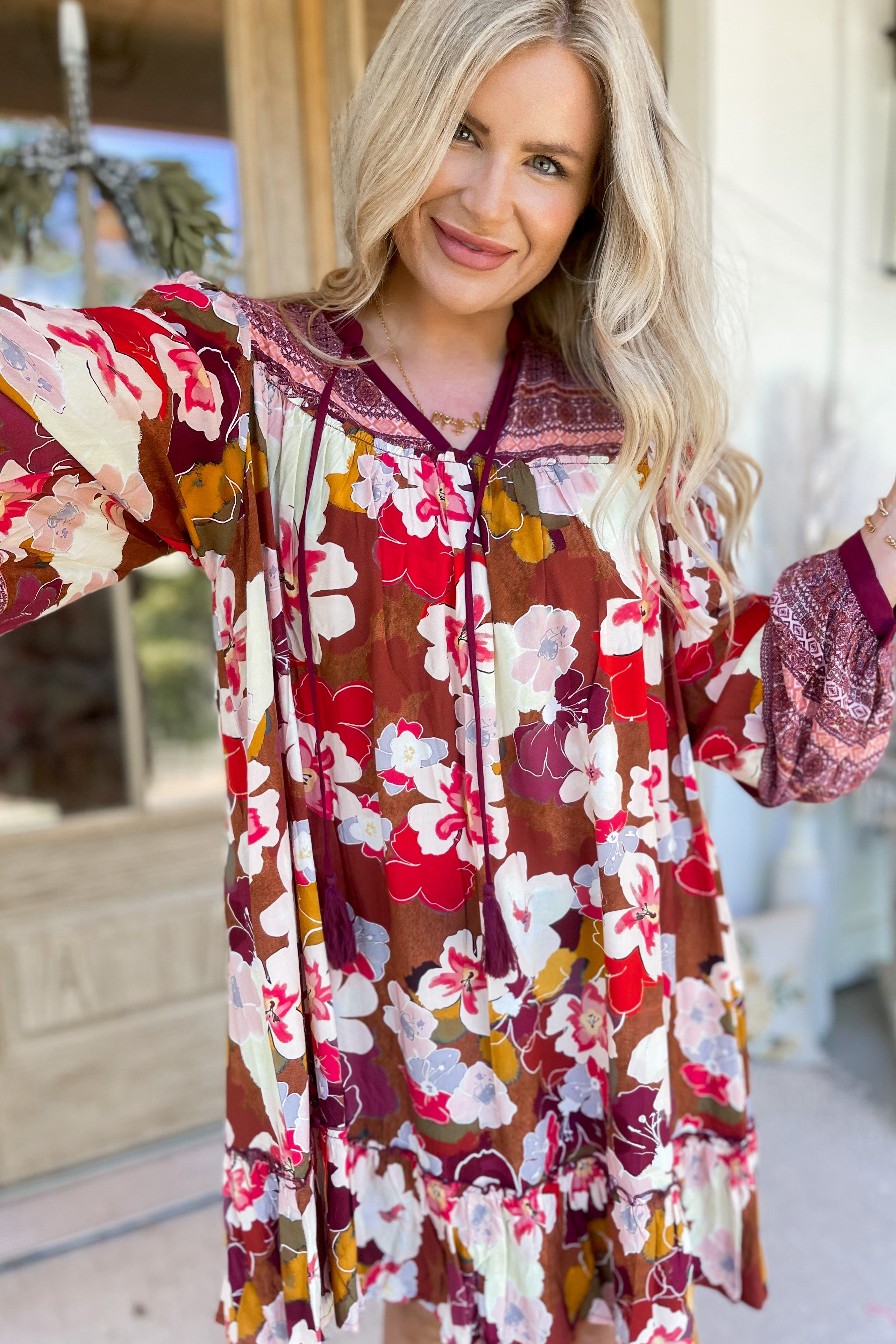 Rita Floral Print Rayon Challis Dress - Be You Boutique
