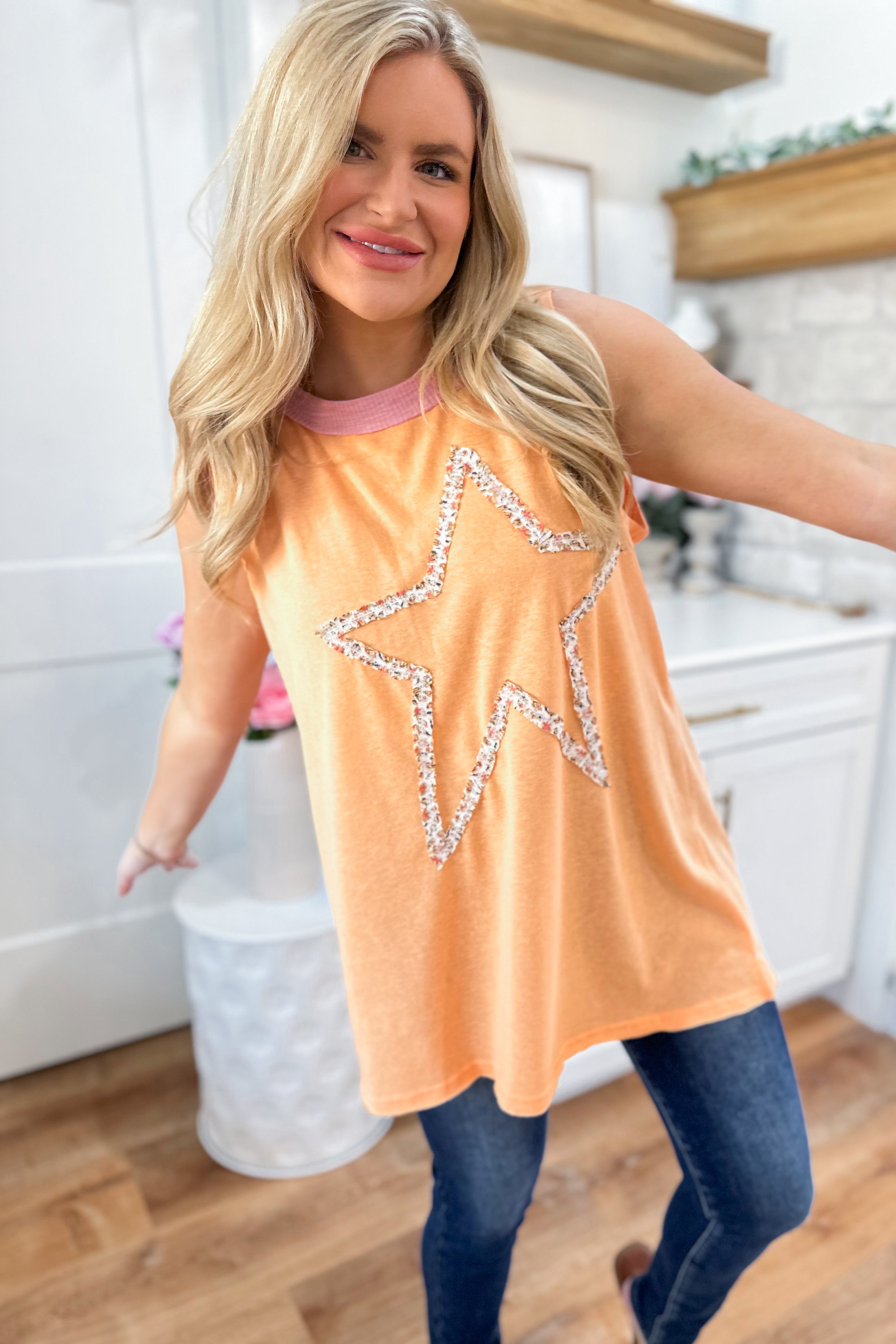 Shannon Star Studded Round Neck Tank Tunic Top - Be You Boutique