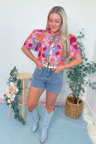 Isabella Floral Print Tie Front Top - Be You Boutique