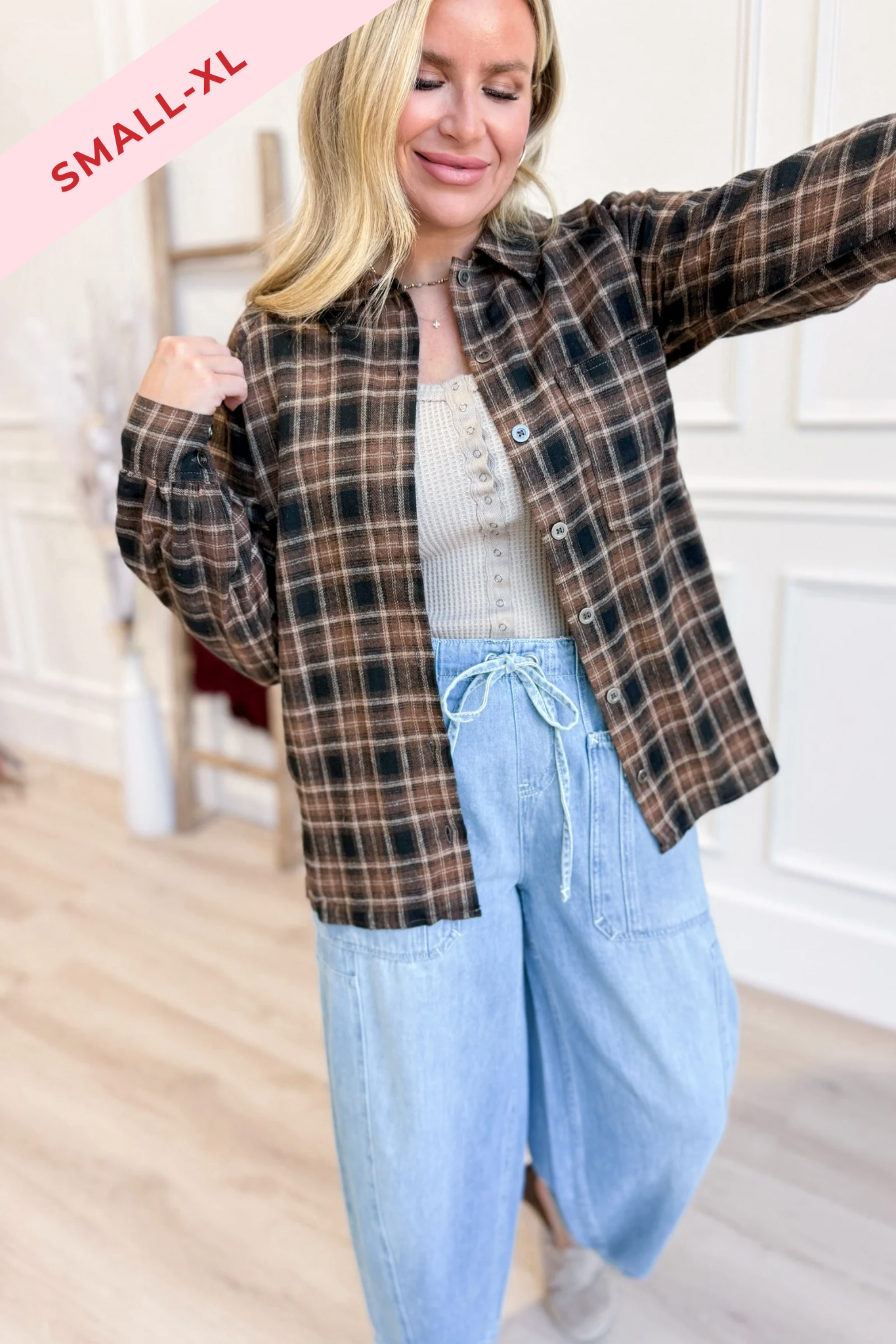 Cynthia Plaid Raglan Sleeve Flannel - Be You Boutique