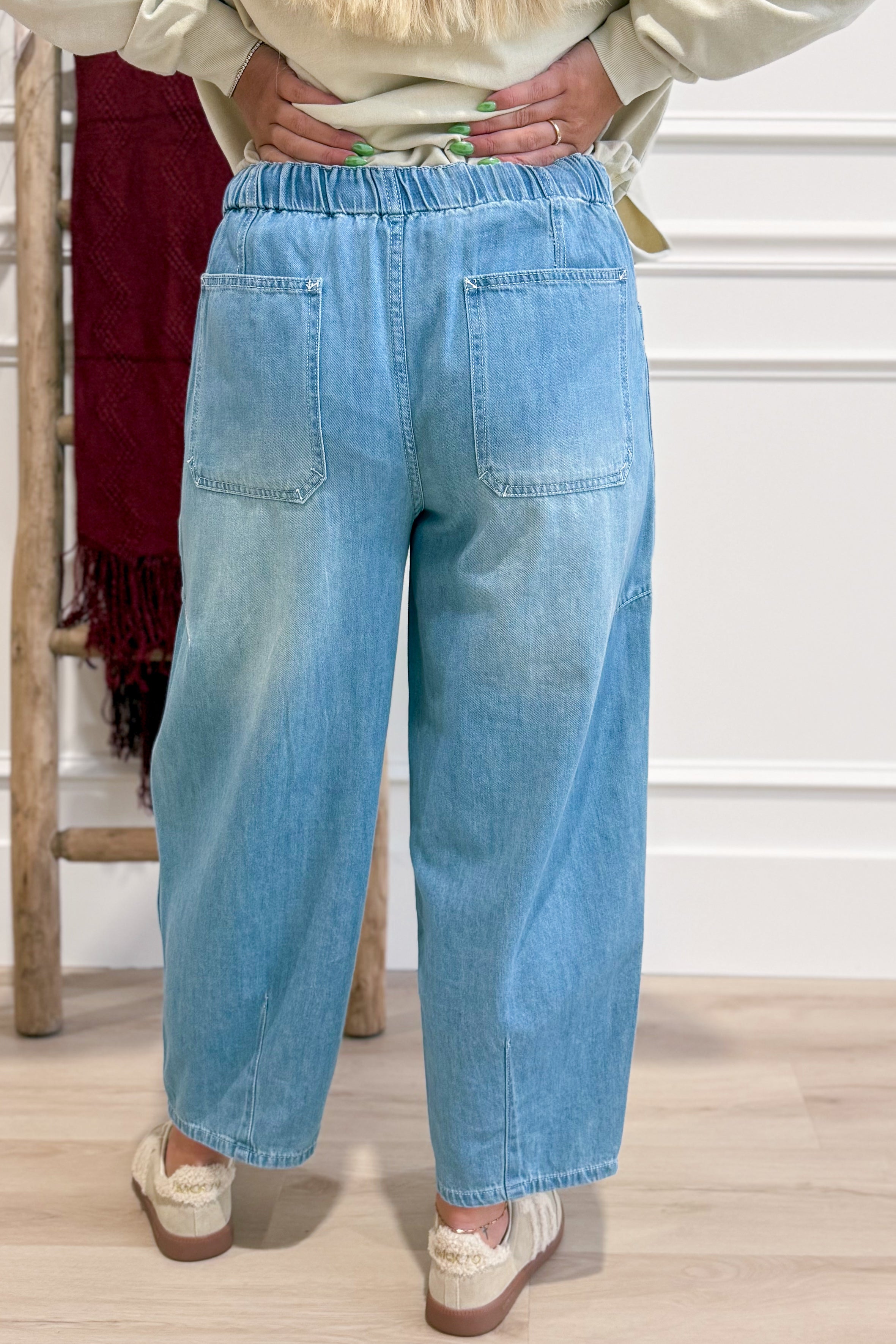 Corrine Denim Washed Barrel Pant - Be You Boutique