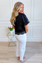 JODIFL Noel scallop eyelet lace top, 110 dressy blouse with scalloped edges and intricate lace details, stylish and elegant.