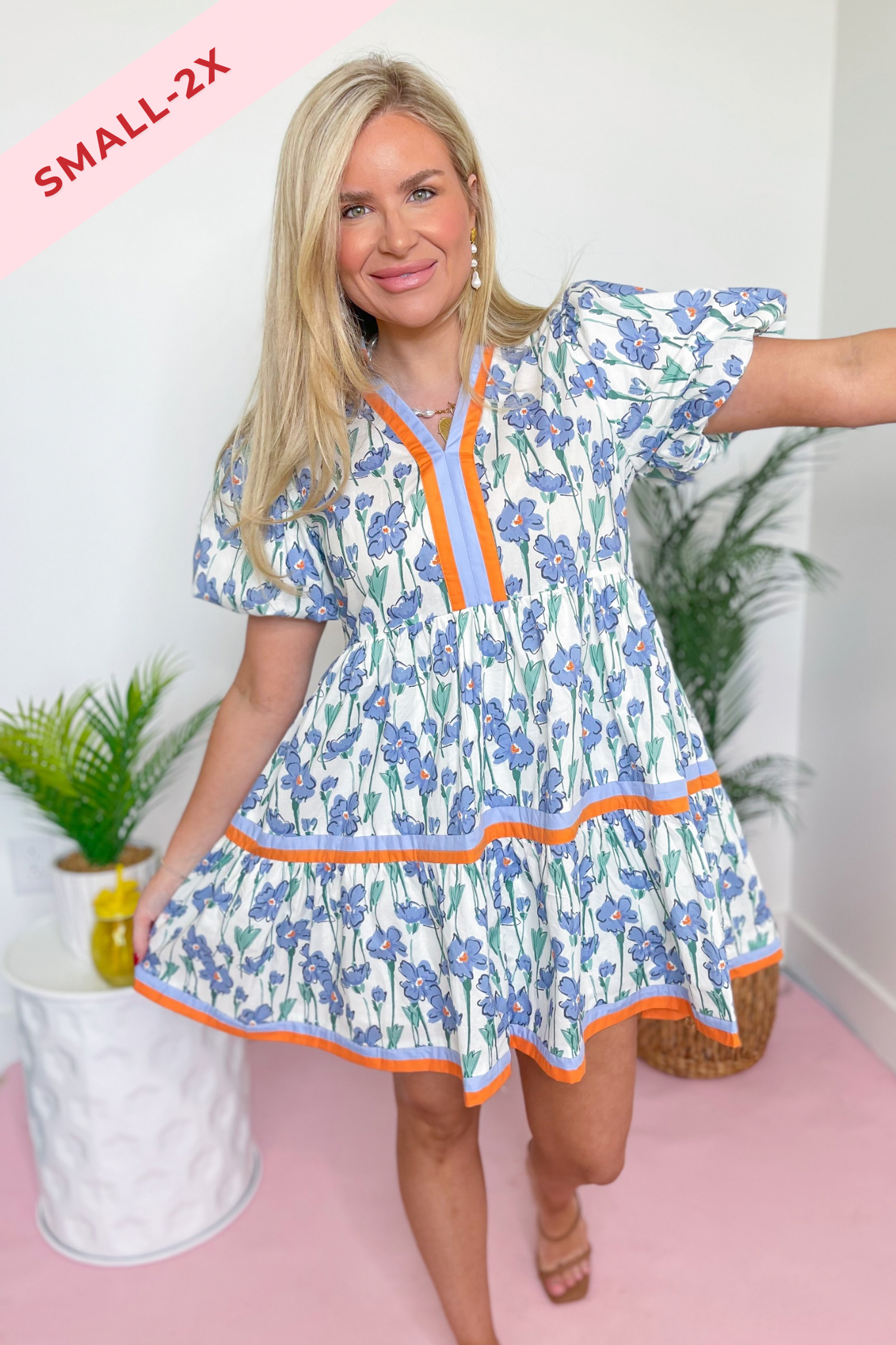 Carrie Floral Printed Contrasting Trim Dress - Be You Boutique
