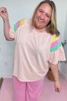 Miranda Color Mix Sleeve Cotton Jersey Knit Top - Be You Boutique
