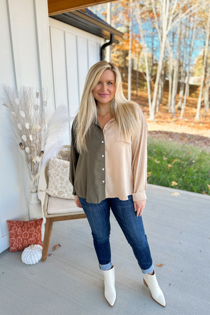 Cheyenne Easy Button Down Long Sleeve Blouse Top - Be You Boutique