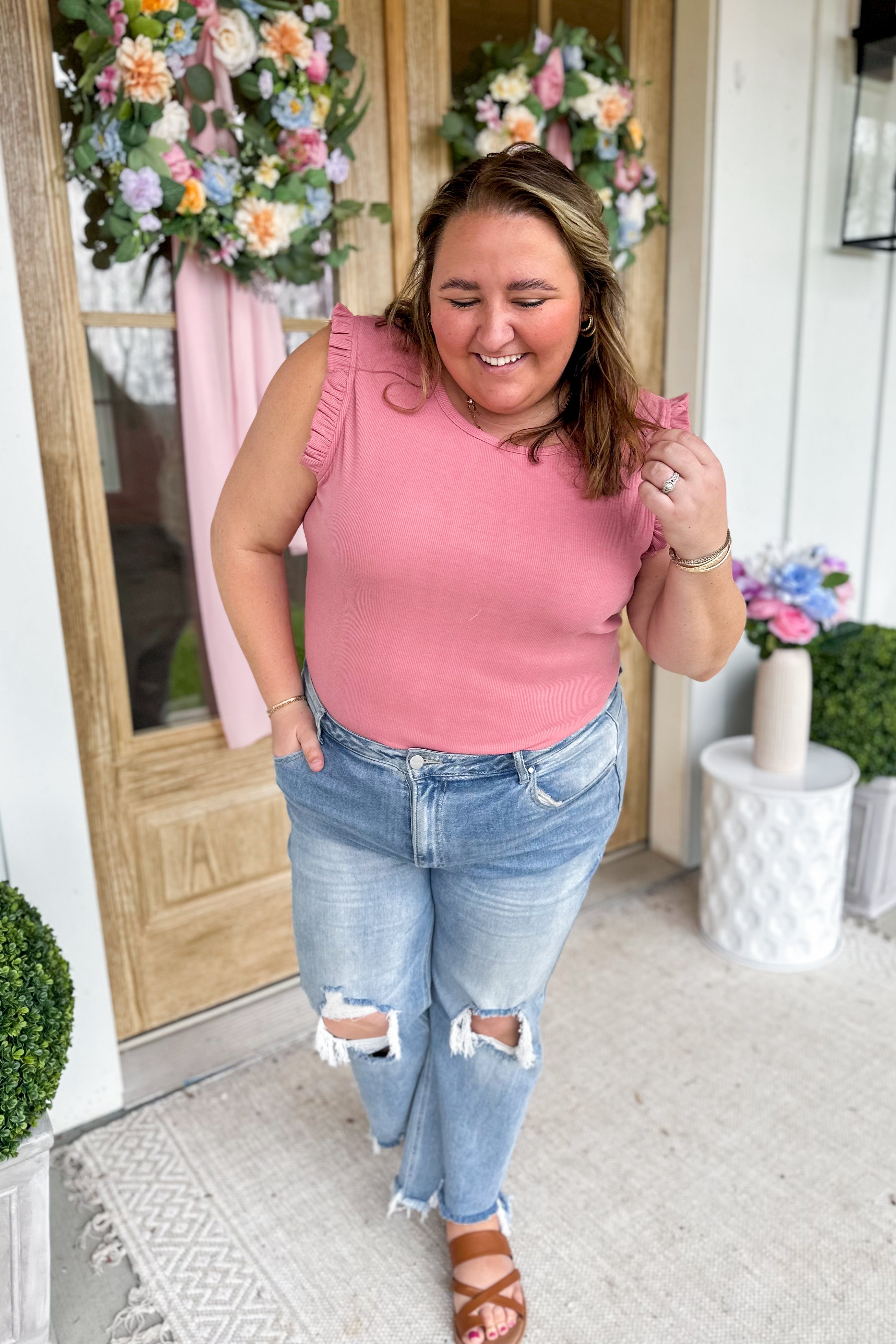 Sam Ribbed Bodysuit with Mini Ruffle Top - Be You Boutique