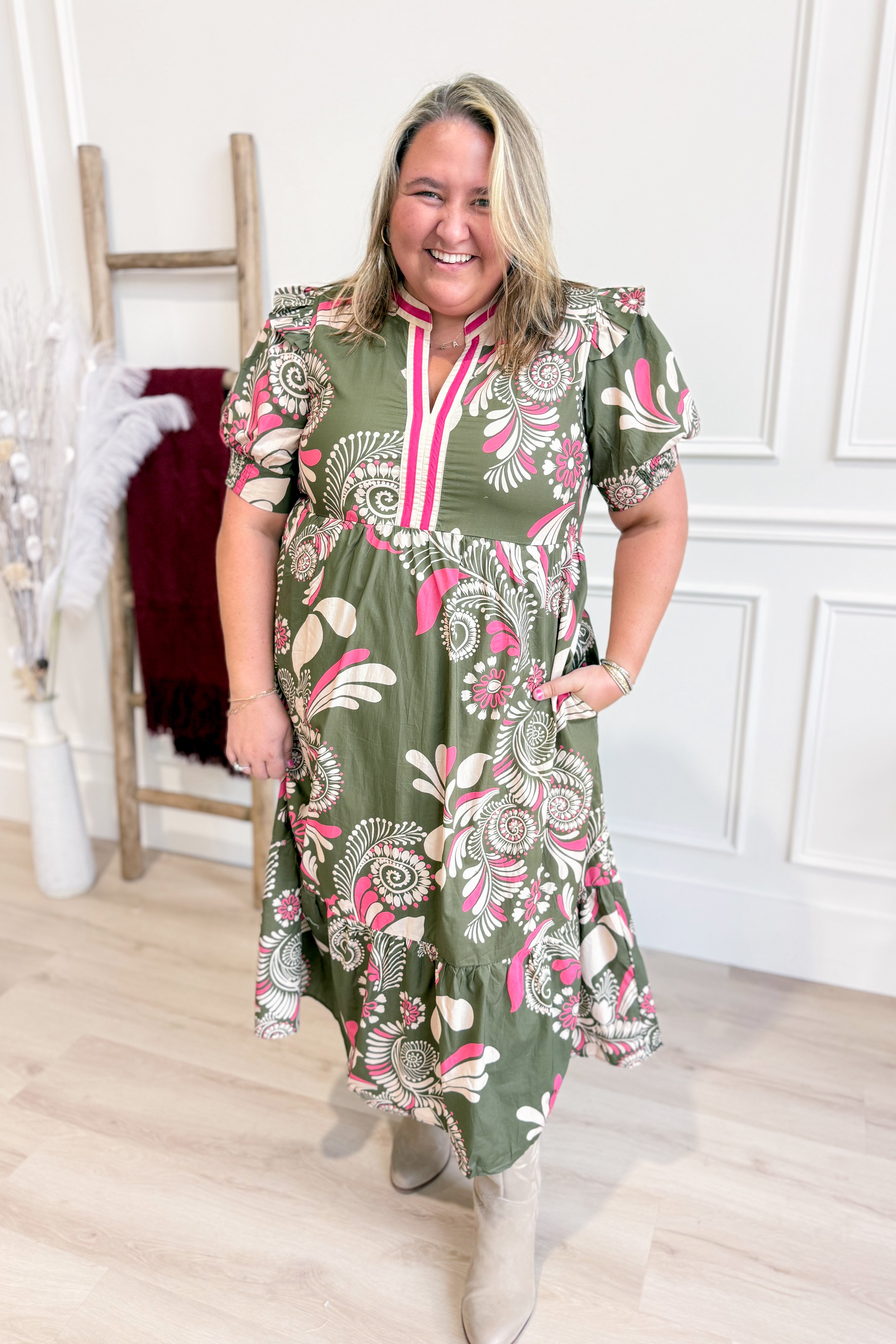 Courtney Paisley Pattern Midi Dress - Be You Boutique