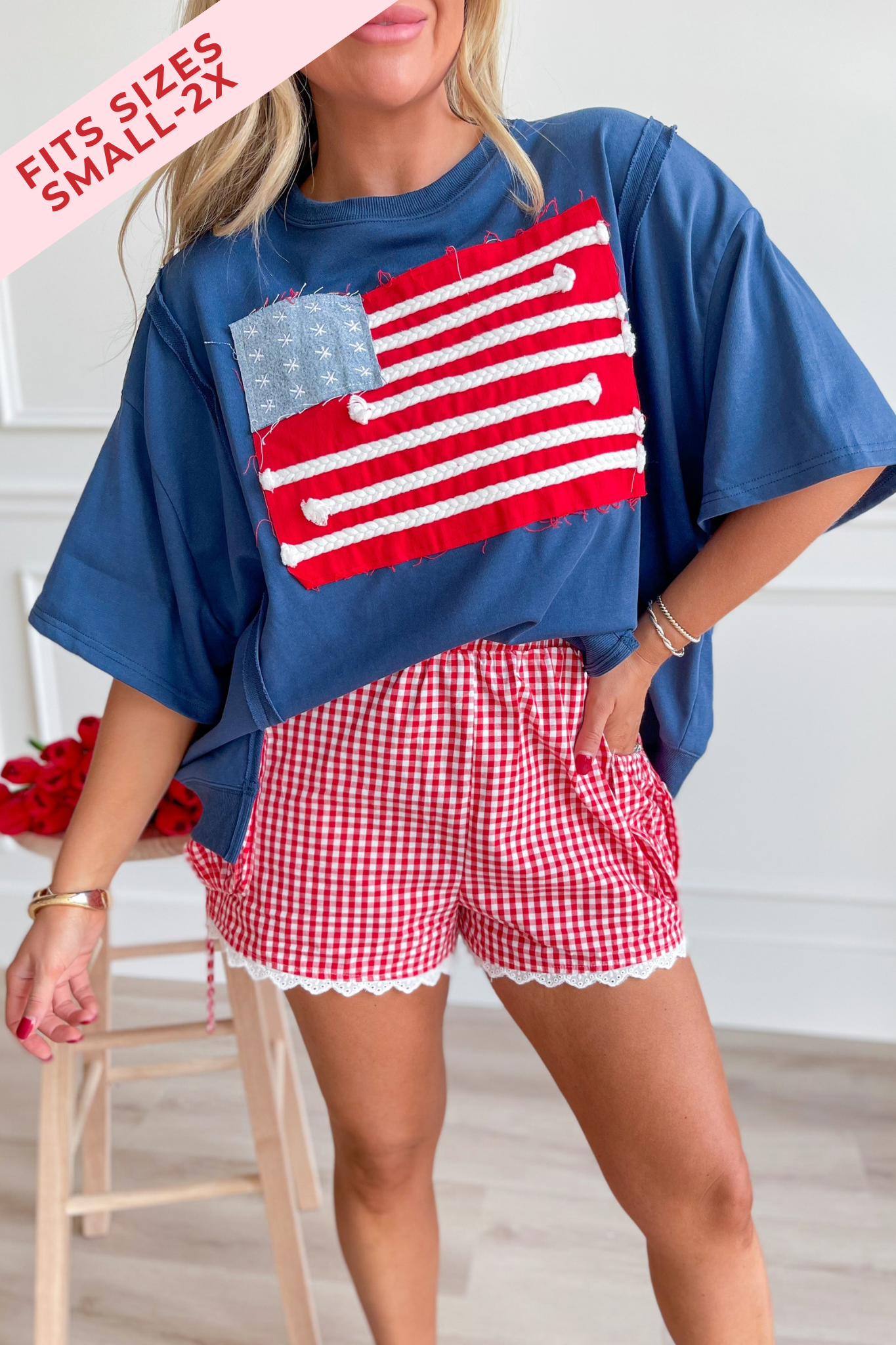 John American Flag Patchwork Top - Be You Boutique