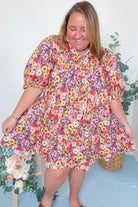 Mia Floral Print Ruffle Neck Dress - Be You Boutique