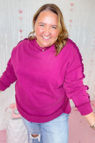 Lucy Mineral Washed Corduroy Ruffle Detail Sweatshirt - Be You Boutique