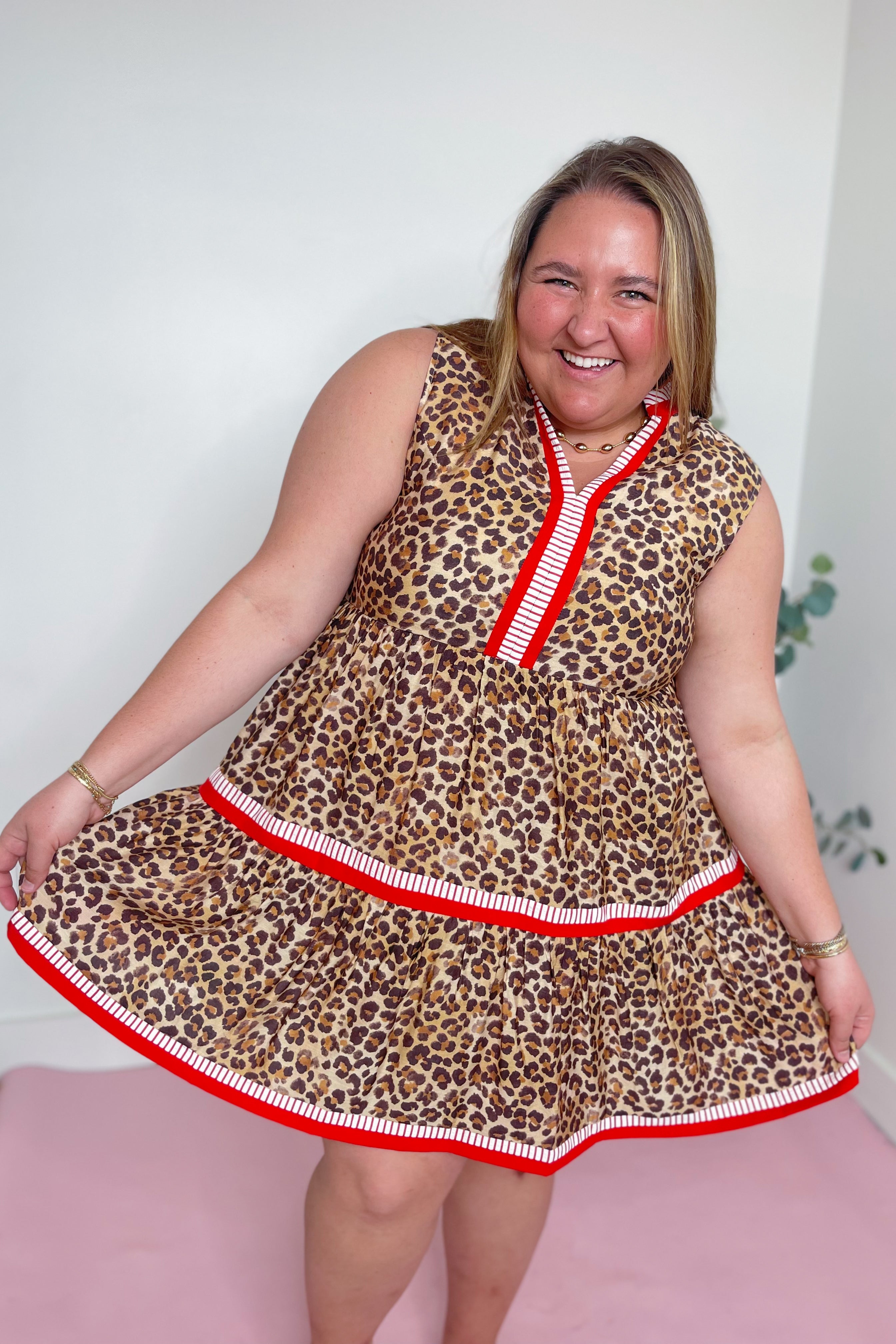 Becky Animal Print Sleeveless Tiered Dress - Be You Boutique