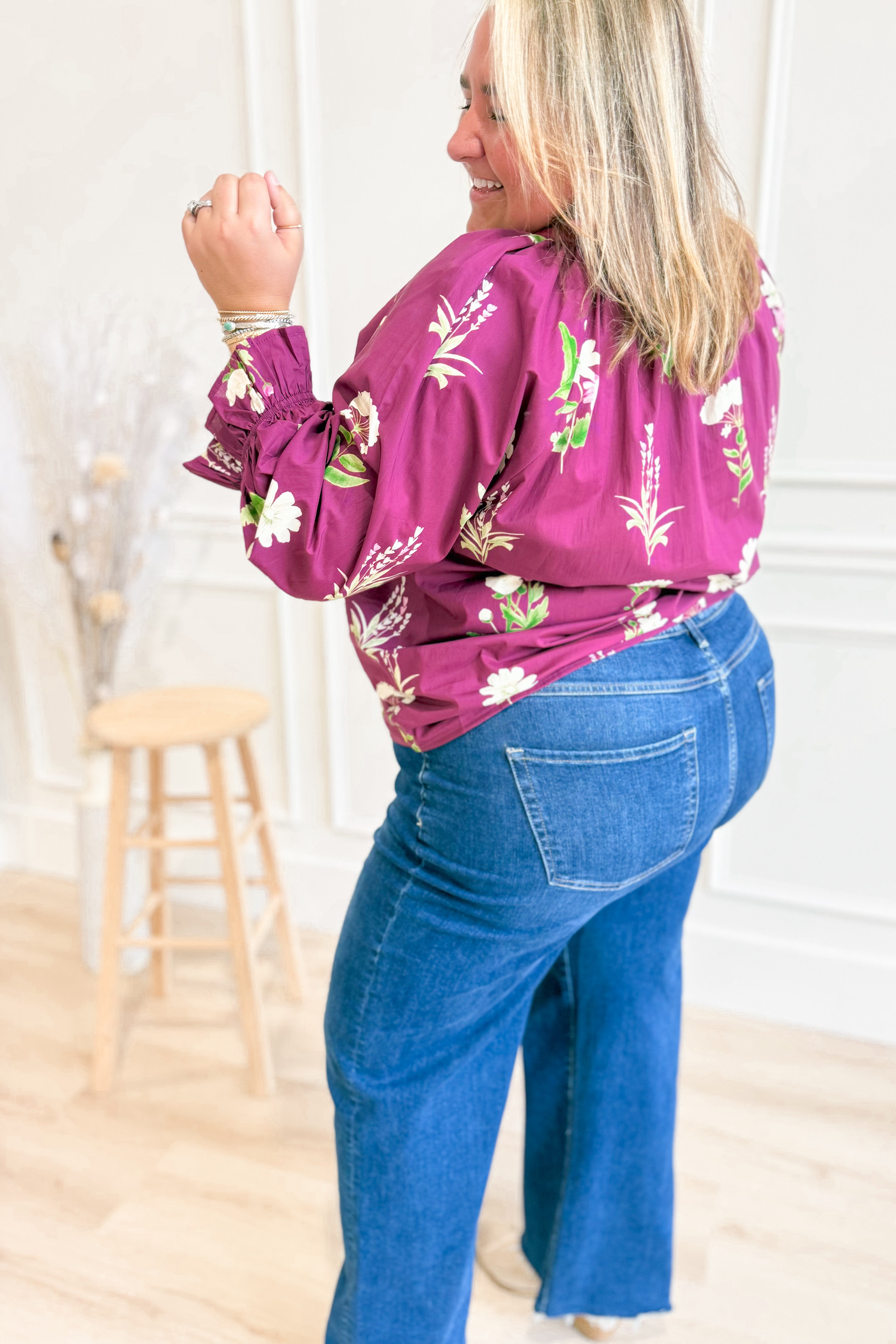 Hannah Floral Print Contrast Trim Blouse - Be You Boutique