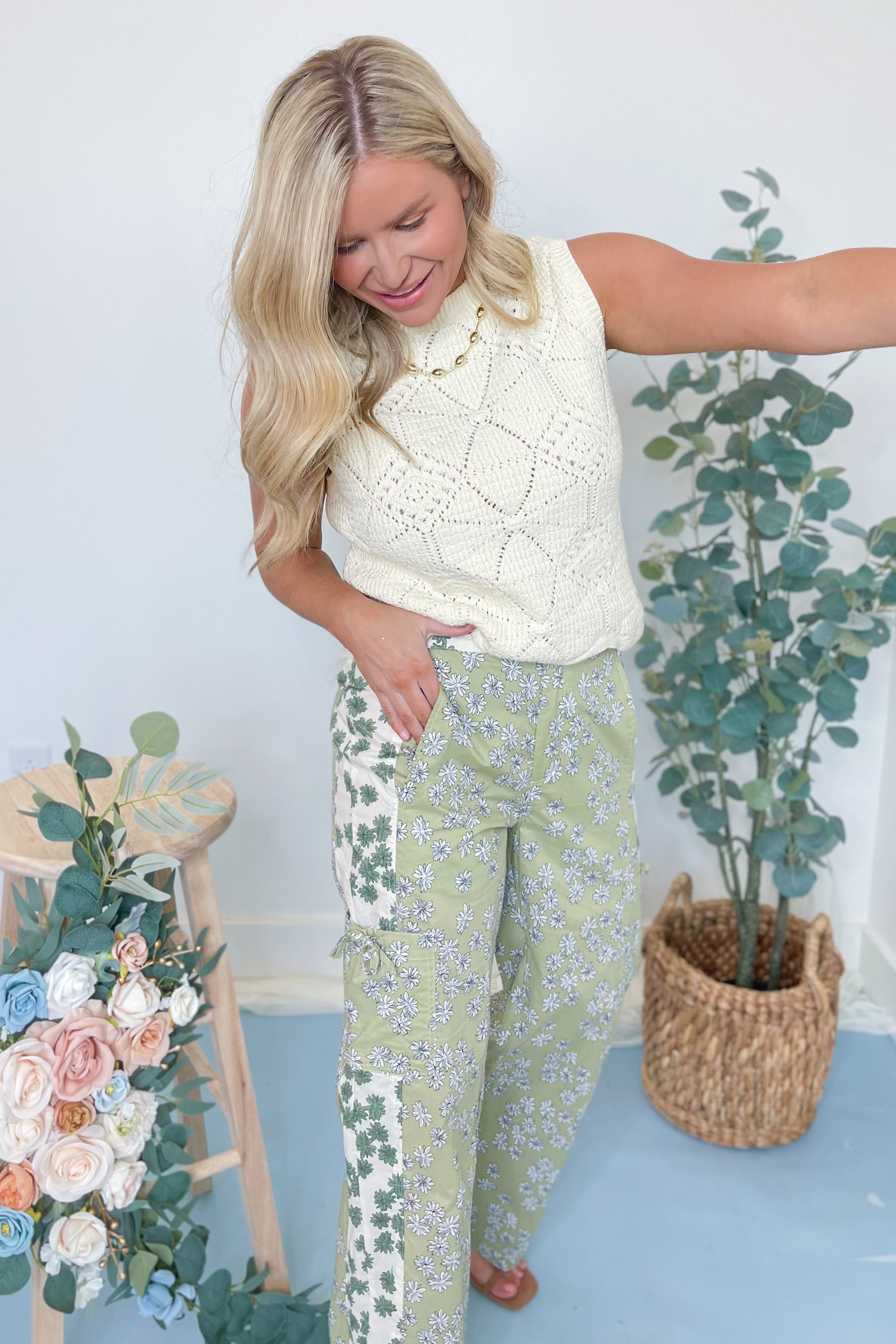 Ari Floral Colorblock Pants - Be You Boutique