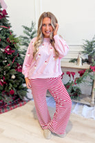Mary Square Millie Pink Santa graphic pullover sweatshirt with festive Santa design