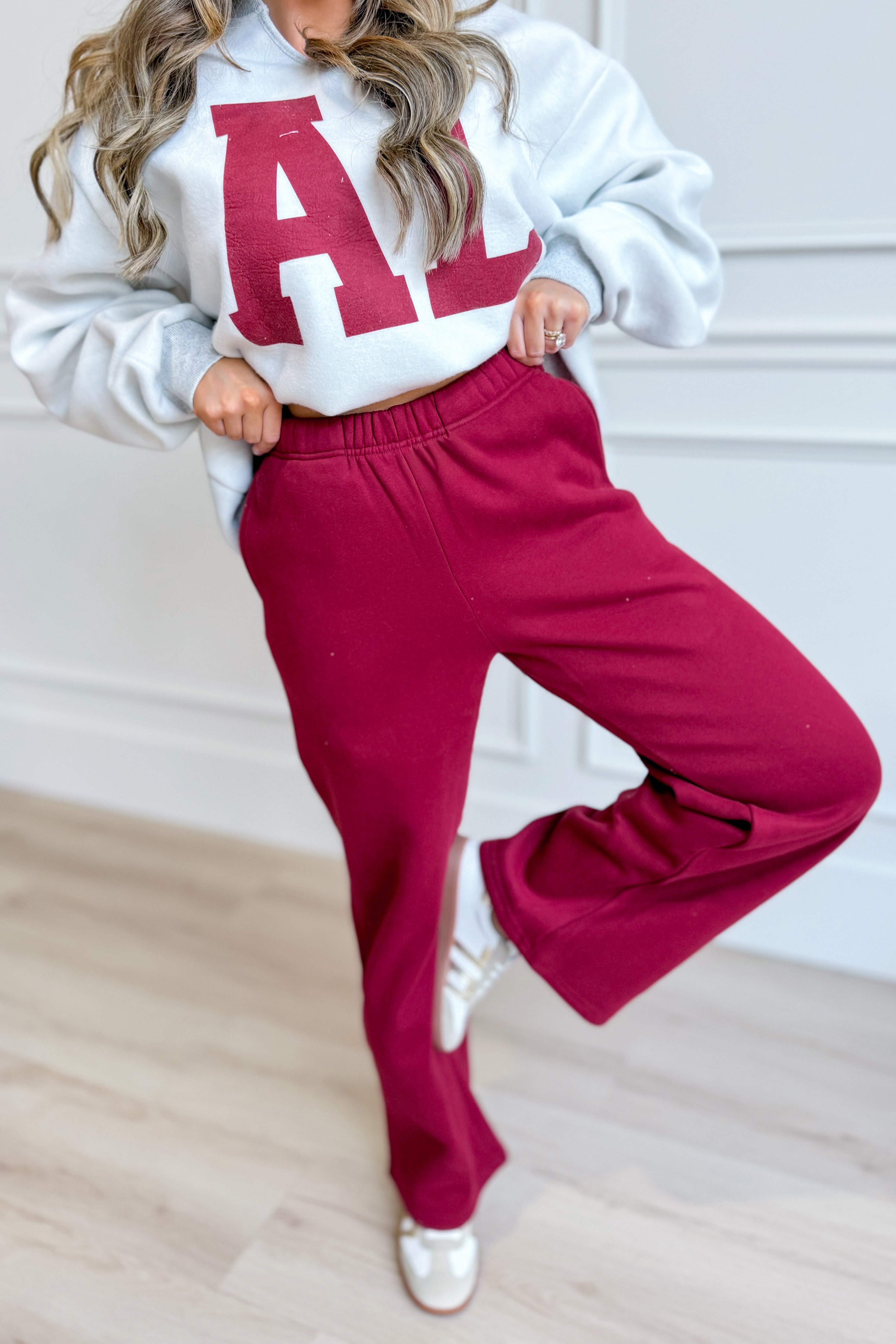 Conrad Dark Cherry Sweat Pant by BUCKET LIST, 156 pants style, featuring comfortable fabric and a relaxed fit in dark cherry color.