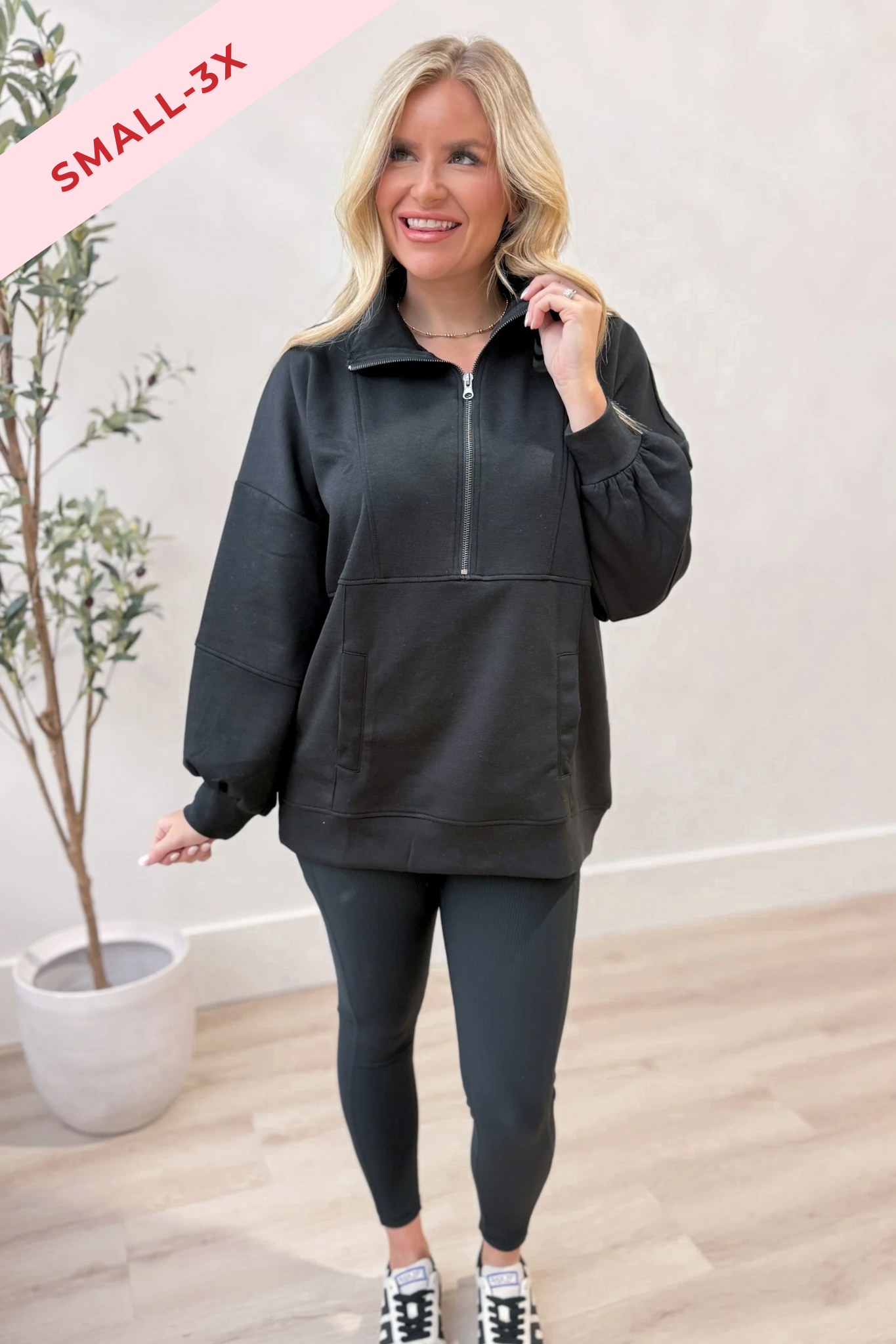 Carly Quarter Zip Mock Neck Sweatshirt - Be You Boutique