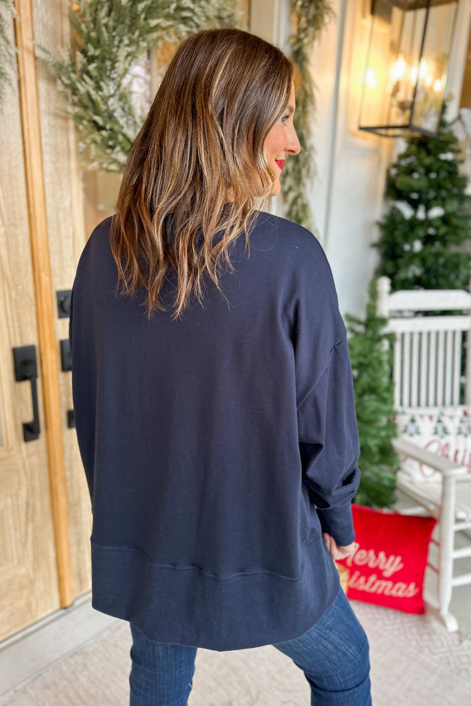 Candy Cane French Terry Lose Fit Sweatshirt Top - Be You Boutique