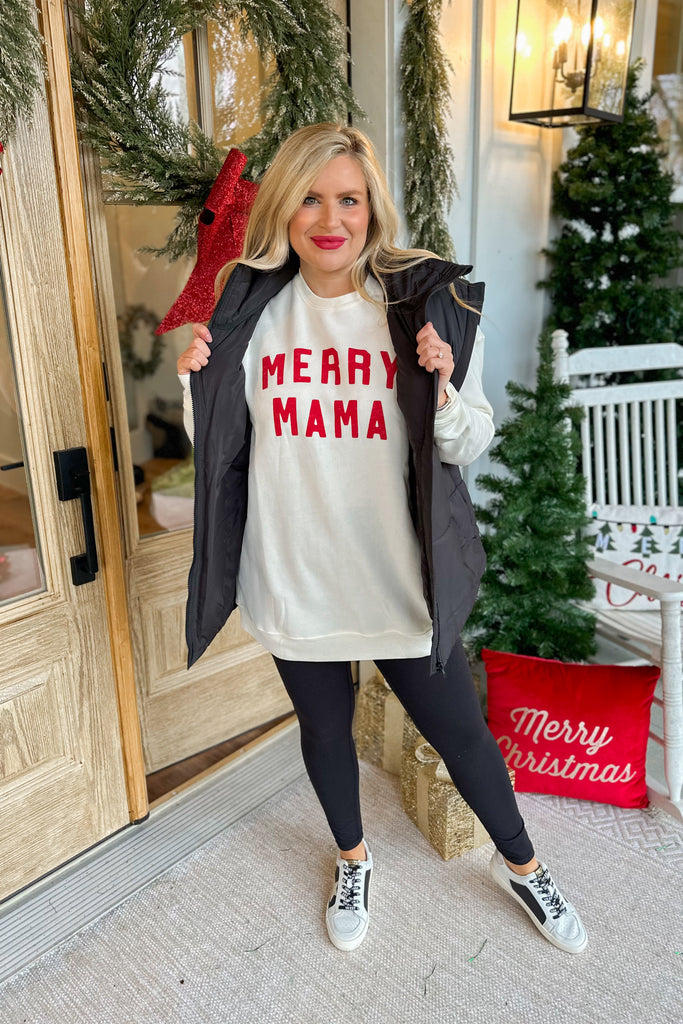 MERRY MAMA Long Sleeve Graphic Fleece Sweatshirt Pullover - Be You Boutique
