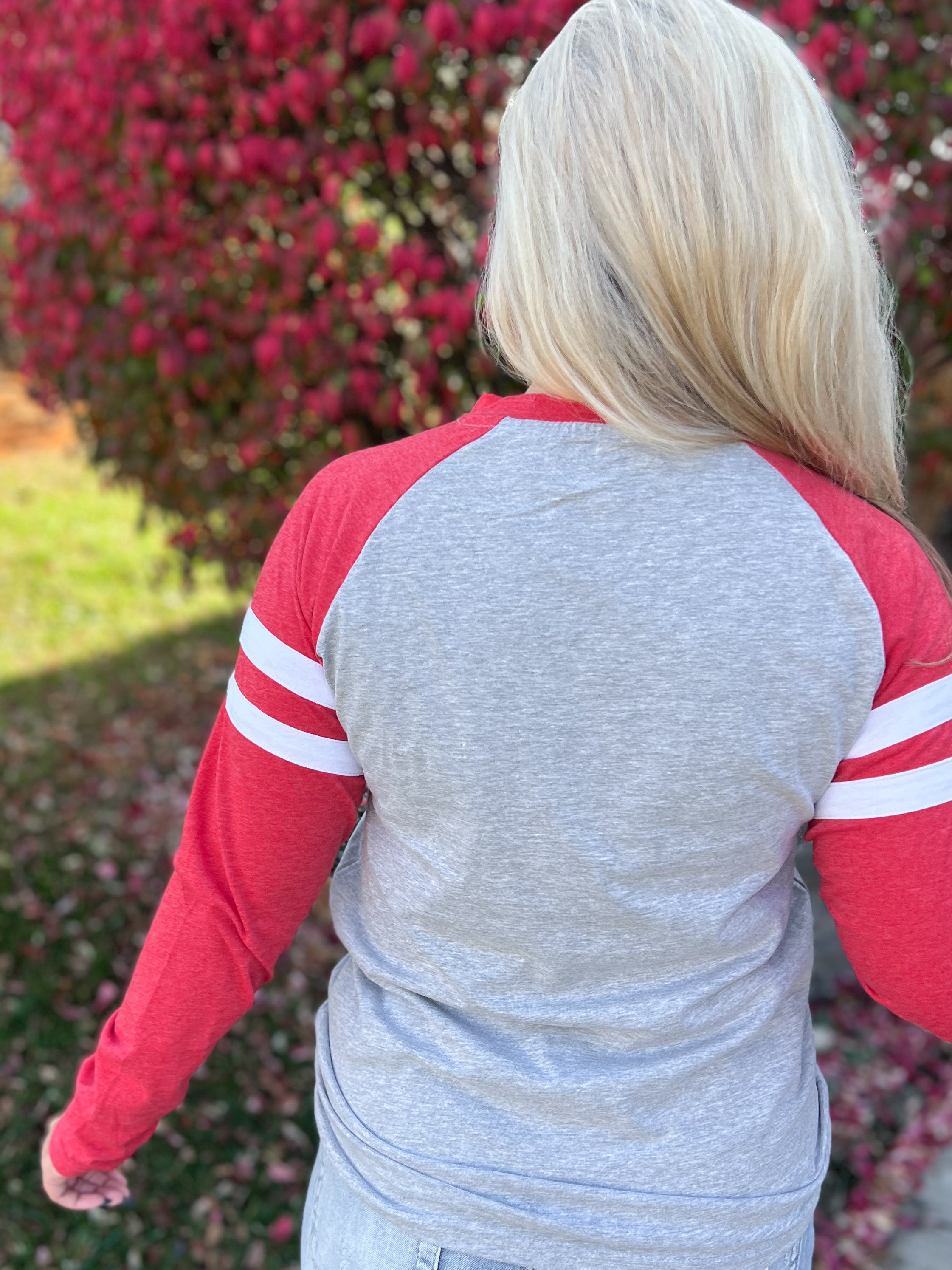 Valerie Long Sleeve Varsity T Shirt Top [S-2X] - Be You Boutique