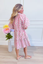 Mia floral stripe print dress by MITTOSHOP, a stylish 125 dressy dress with vibrant floral and stripe pattern, sleeveless design.