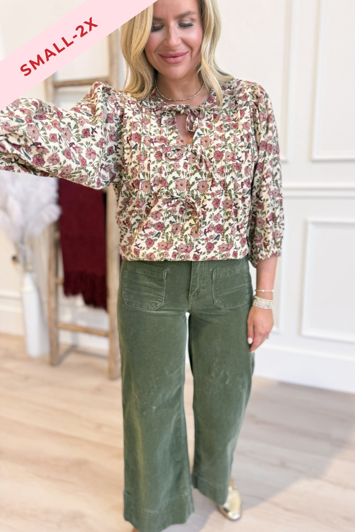 Tina Vintage Floral Pintuck Blouse Top - Be You Boutique