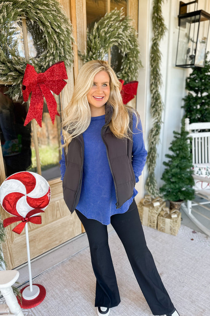 Roxy Washed Baby Waffle Knit Long Sleeve Top - Be You Boutique