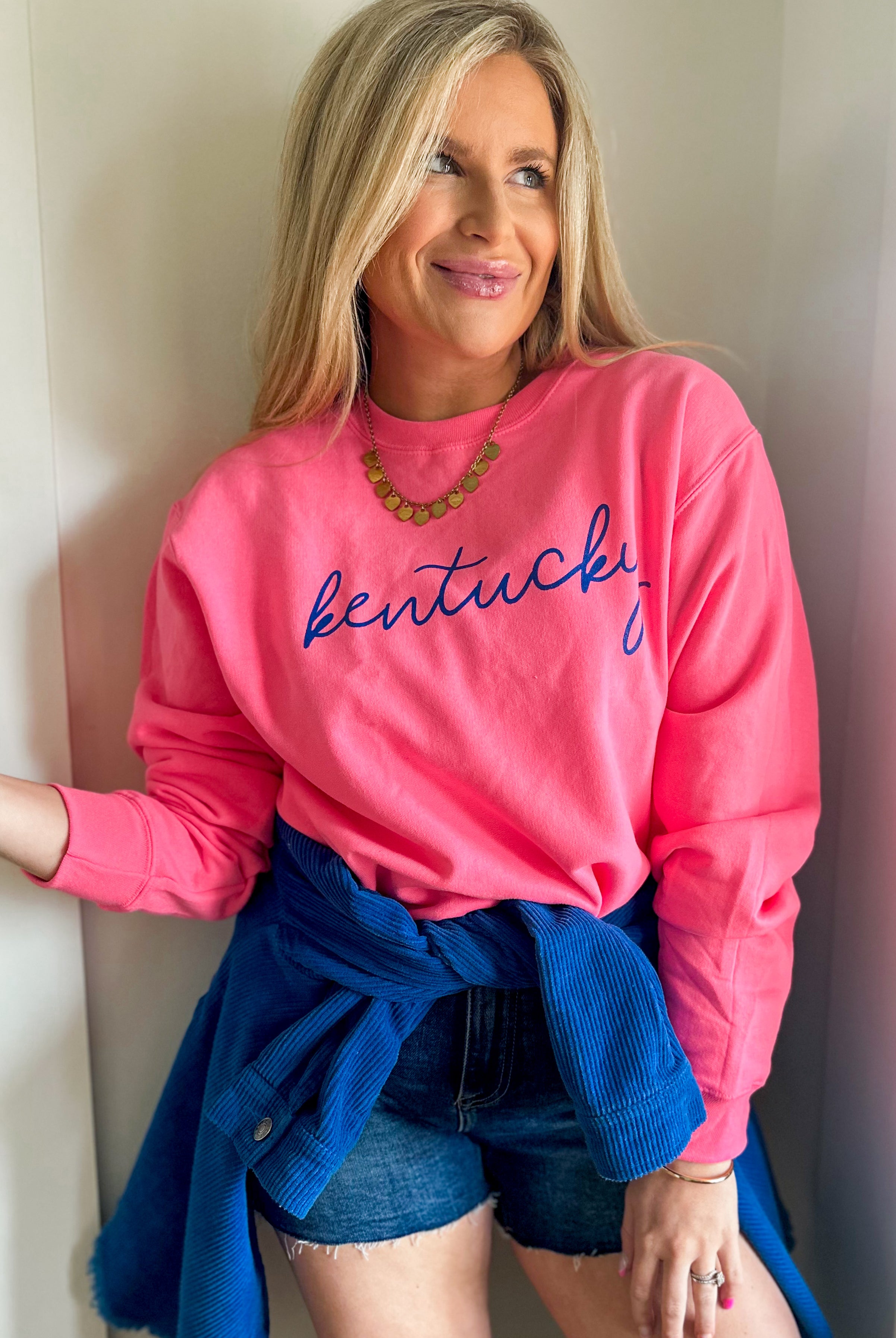 Kentucky Pink Long Sleeve Crew Neck Long Sleeve Sweatshirt - Be You Boutique