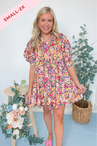 Mia Floral Print Ruffle Neck Dress - Be You Boutique