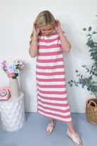 Susan Striped Short Sleeve Casual Midi Dress - Be You Boutique