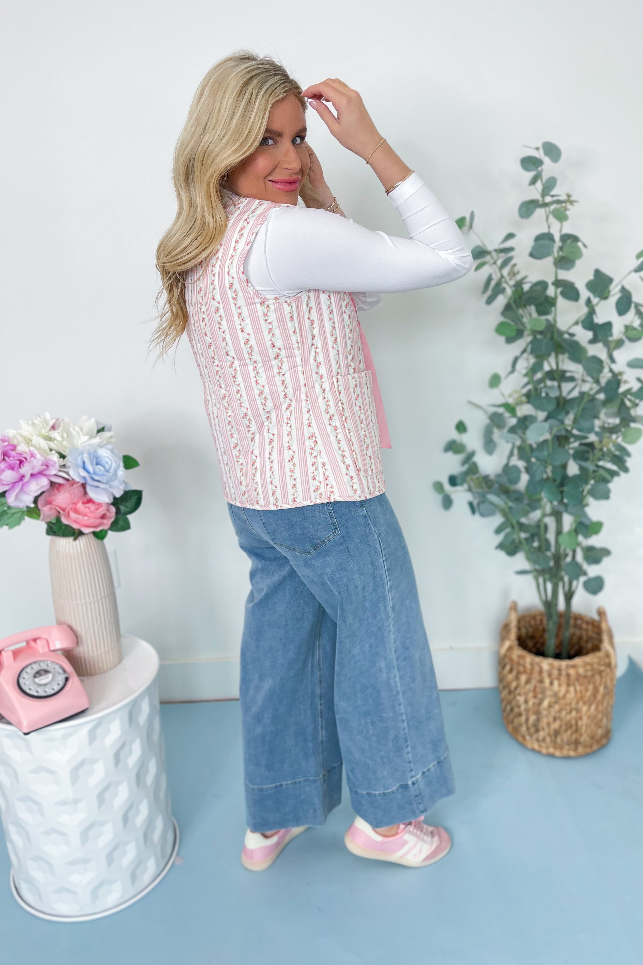 Evelynn Floral Tie Front Vest - Be You Boutique