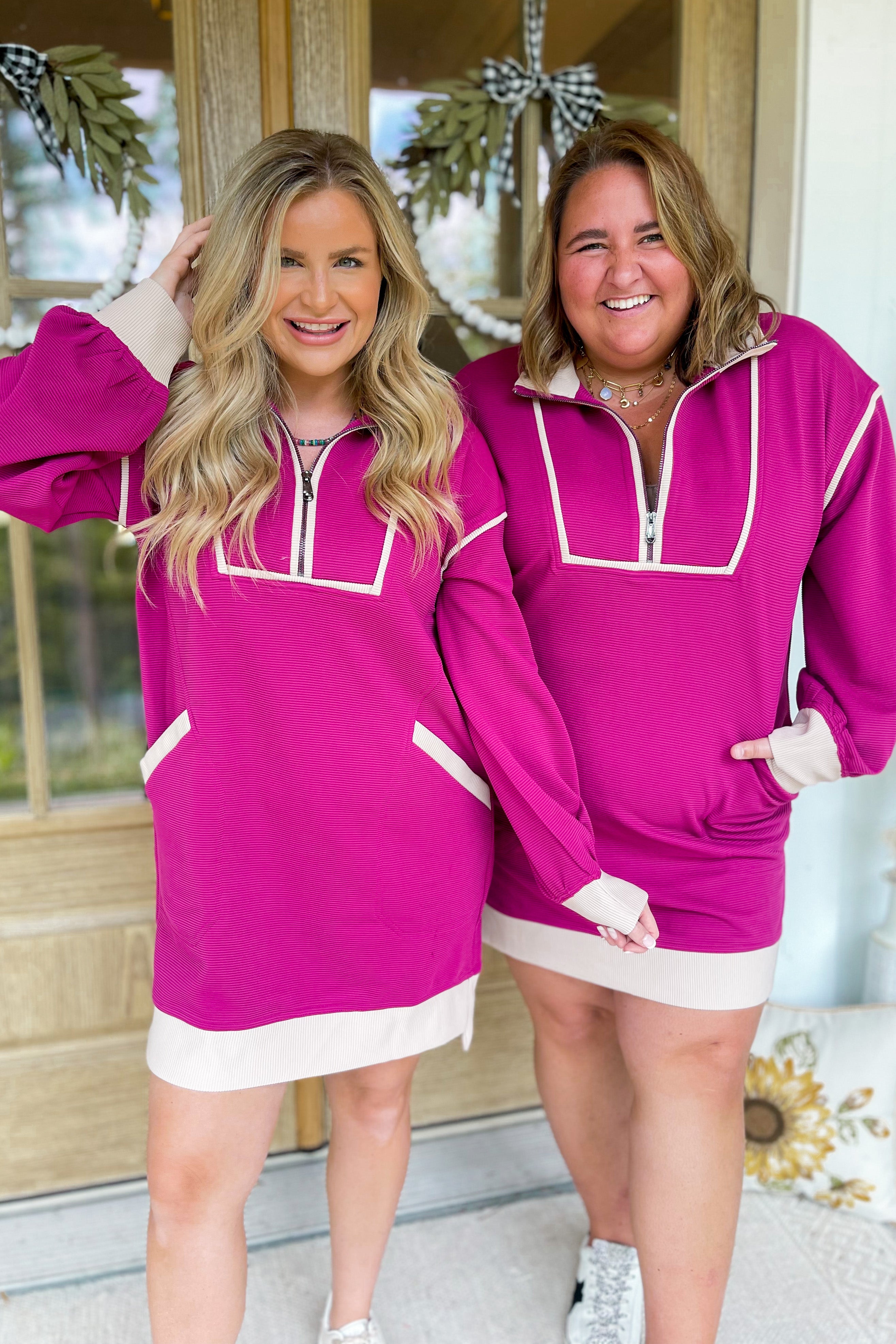 Joseph Solid Ribbed Zip Up Long Sleeve Collared Dress [S~2x] - Be You Boutique