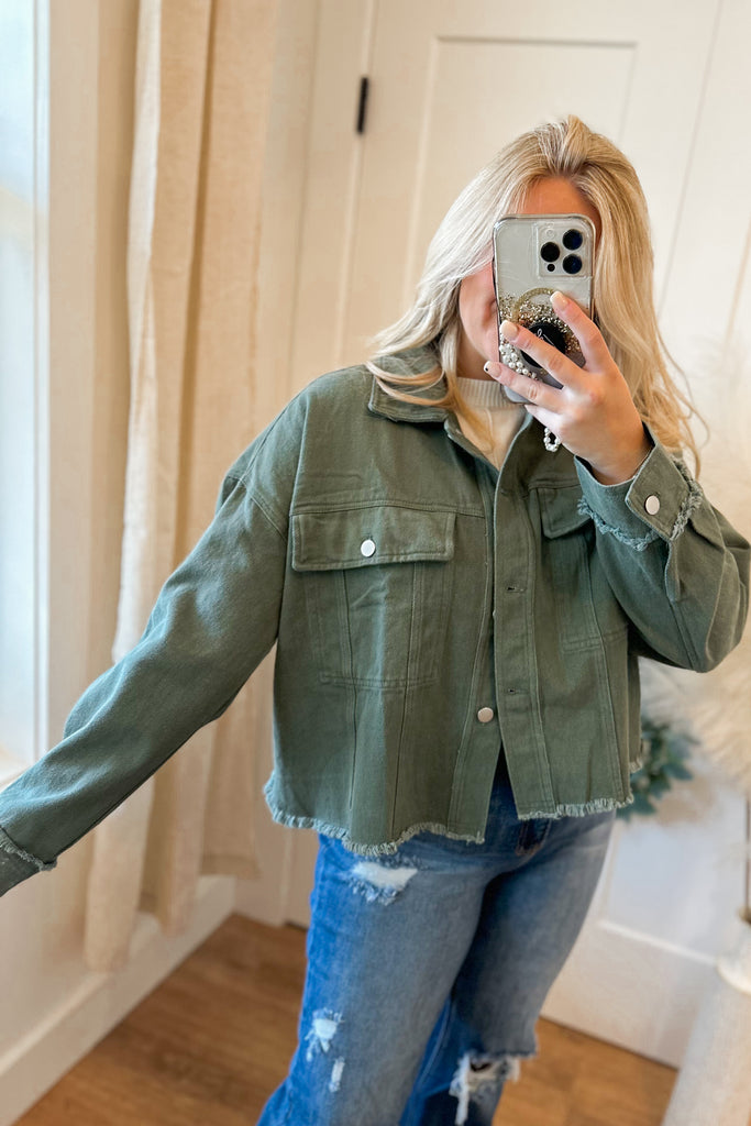 Ollie Denim Button Down Collared Jacket - Be You Boutique