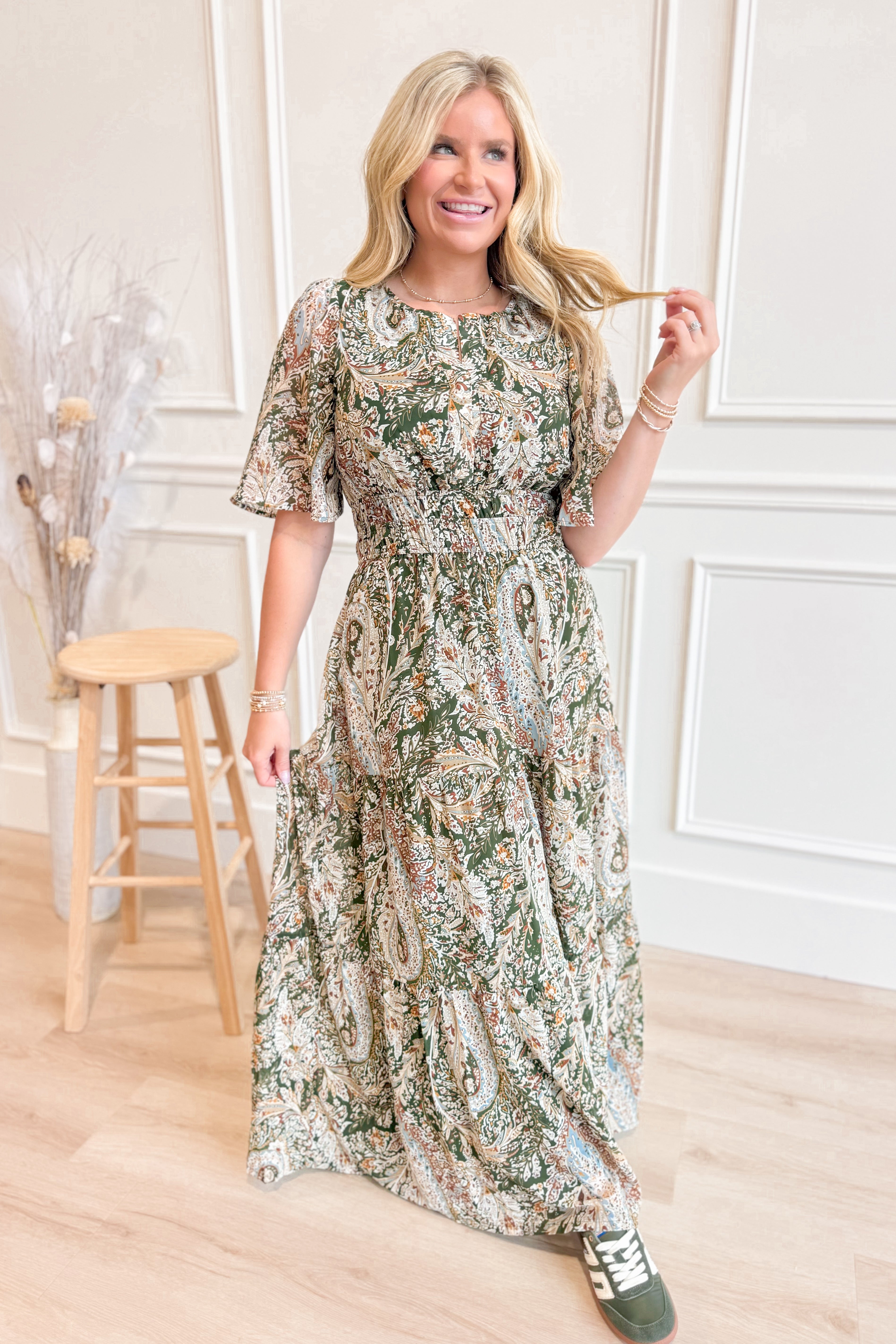 Lydia Paisley Printed Midi Dress - Be You Boutique